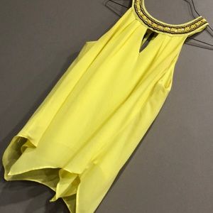 Yellow embellished tank top